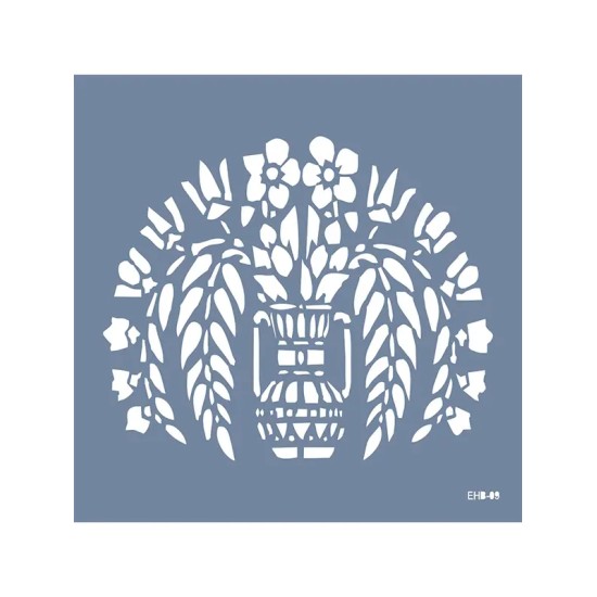 Evimde Hobi EHB09 Çiçek Desen Stencil 45x45cm | Evimde Hobi