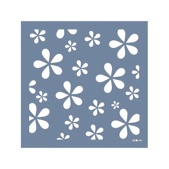 Evimde Hobi EHB14 Çiçek Desen Stencil 25x25cm | Evimde Hobi