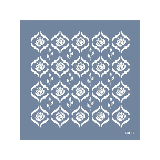 Evimde Hobi EHB15 Damask Gül Desen Stencil 45x45cm | Evimde Hobi