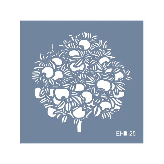 Evimde Hobi EHB25 Elma Ağacı Desen Stencil 20x20cm | Evimde Hobi