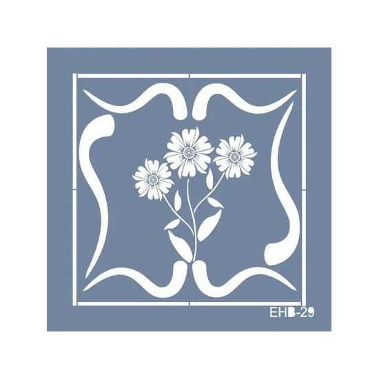 Evimde Hobi EHB29 Krizantem Çiçek Desen Stencil 20x20cm | Evimde Hobi
