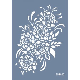 Evimde Hobi EHB35 Gül Buketi Desen Stencil 25x35cm | Evimde Hobi