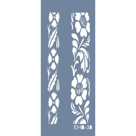 Evimde Hobi EHB38 Çiçekli Şerit Desen Stencil 10x25cm | Evimde Hobi
