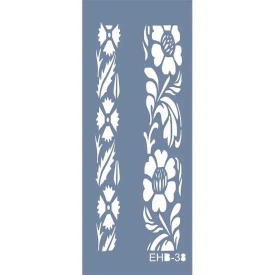 Evimde Hobi EHB38 Çiçekli Şerit Desen Stencil 10x25cm | Evimde Hobi