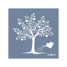 Evimde Hobi EHB47 Aşk Ağacı Desen Stencil 20x20cm | Evimde Hobi