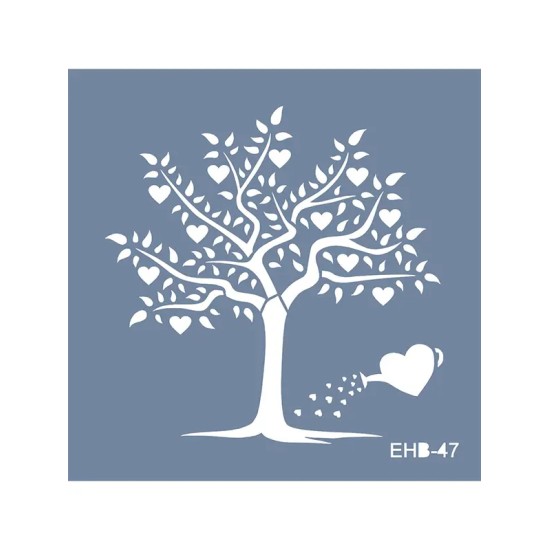 Evimde Hobi EHB47 Aşk Ağacı Desen Stencil 20x20cm | Evimde Hobi