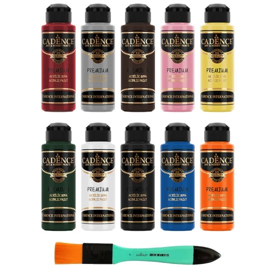 10X70ML Cadence 10'lu Akrilik Boya Seti + Zemin Fırçası