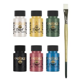 6X50ML Cadence 6'lı Dora Metalik Boya Seti + Düz Kesik Fırça