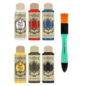 6X120ML Cadence 6'lı Kadife Dokulu Mat Akrilik Boya Seti + Zemin Fırçası
