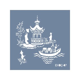 Evimde Hobi EHBÇ07 Japon Bahçesi Desen Stencil 40x40cm | Evimde Hobi