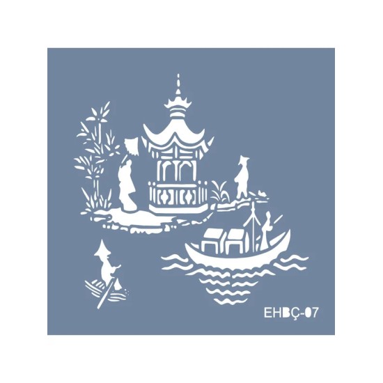 Evimde Hobi EHBÇ07 Japon Bahçesi Desen Stencil 40x40cm | Evimde Hobi