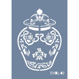Evimde Hobi EHBL02 Blue Blanc Vazo Desen Stencil 25x35cm | Evimde Hobi