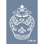 Evimde Hobi EHBL02 Blue Blanc Vazo Desen Stencil 25x35cm | Evimde Hobi