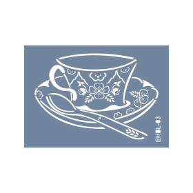 Evimde Hobi EHBL03 Blue Blanc Fincan Desen Stencil 21x30cm | Evimde Hobi