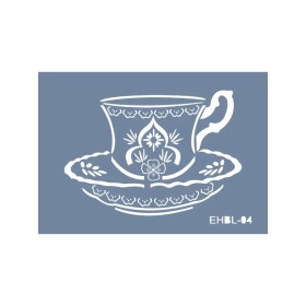 Evimde Hobi EHBL04 Blue Blanc Fincan Desen Stencil 25x35cm | Evimde Hobi