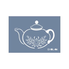 Evimde Hobi EHBL06 Blue Blanc Çaydanlık Desen Stencil 25x35cm | Evimde Hobi