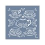 Evimde Hobi EHBL07 Blue Blanc Çaydanlık Seti Desen Stencil 45x45cm | Evimde Hobi