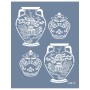 Evimde Hobi EHBL10 Blue Blanc Vazo Desen Stencil 35x45cm | Evimde Hobi