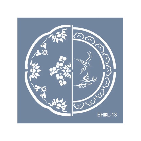 Evimde Hobi EHBL13 Blue Blanc Tabak Desen Stencil 20x20cm | Evimde Hobi
