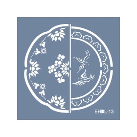 Evimde Hobi EHBL13 Blue Blanc Tabak Desen Stencil 40x40cm | Evimde Hobi