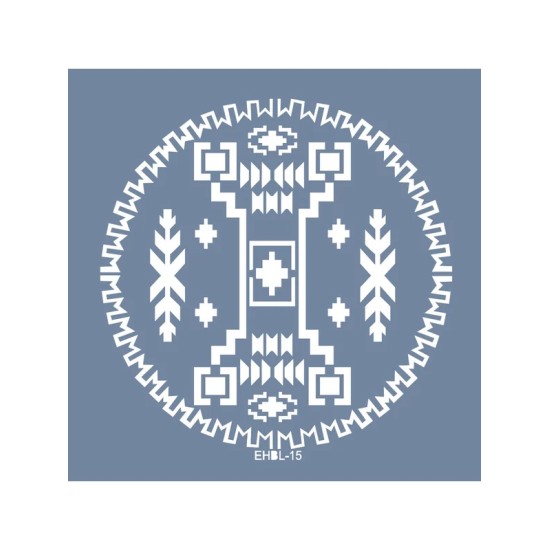 Evimde Hobi EHBL15 Blue Blanc Kilim Desen Stencil 25x25cm | Evimde Hobi