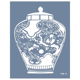 Evimde Hobi EHBL16 Blue Blanc Vazo Desen Stencil 35x45cm | Evimde Hobi