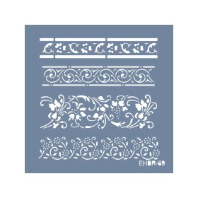 Evimde Hobi EHBR69 Bordür Desen Stencil 20x20cm | Evimde Hobi