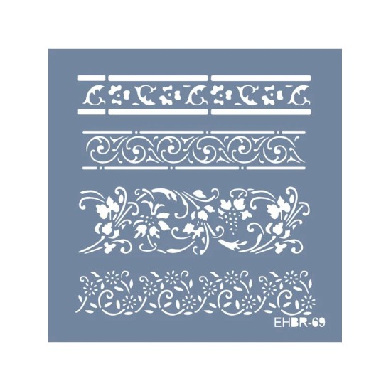 Evimde Hobi EHBR69 Bordür Desen Stencil 20x20cm | Evimde Hobi