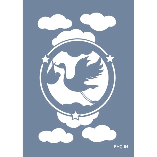 Evimde Hobi EHÇ04 Leylek Desen Stencil 25x35cm | Evimde Hobi