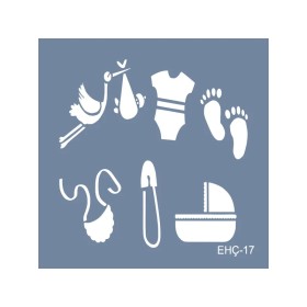 Evimde Hobi EHÇ17 Bebek Odası Desen Stencil 20x20cm | Evimde Hobi