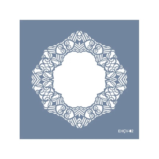 Evimde Hobi EHÇV02 Çiçek Çerçeve Desen Stencil 45x45cm | Evimde Hobi