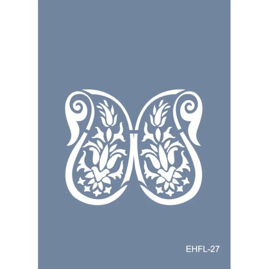 Evimde Hobi EHFL27 Yaprak Bordür Stencil 25x35cm | Evimde Hobi