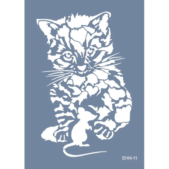Evimde Hobi EHH11 Kedi Desen Stencil 21x30cm | Evimde Hobi