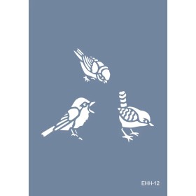 Evimde Hobi EHH12 Kuş Desen Stencil 21x30cm | Evimde Hobi