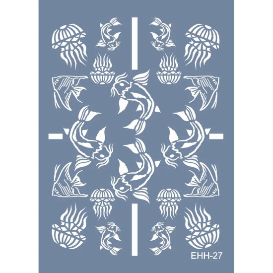Evimde Hobi EHH27 Balık Desen Stencil 21x30cm | Evimde Hobi
