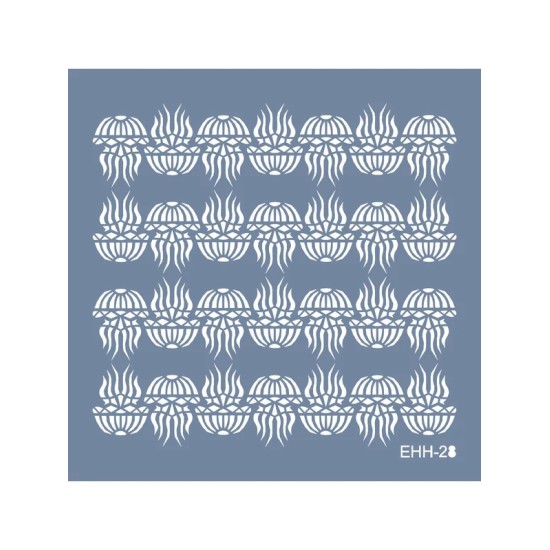 Evimde Hobi EHH28 Denizanası Desen Stencil 25x25cm | Evimde Hobi