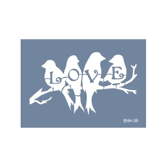 Evimde Hobi EHH35 Kuş Desen Stencil 25x35cm | Evimde Hobi