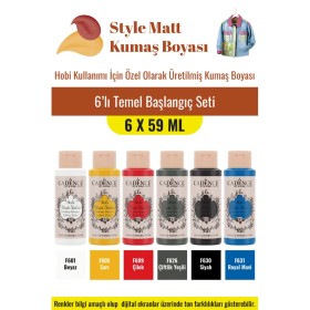 6X59ML Style Mat Kumaş Boyası - Temel Başlangıç Seti