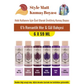 6X59ML Style Mat Kumaş Boyası - Romantik Mor & Gül Bahçesi Seti