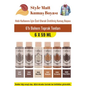 6X59ML Style Mat Kumaş Boyası - Bohem Toprak Tonları Seti
