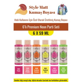6X59ML Style Mat Kumaş Boyası - Premium Neon Parti Seti