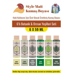 6X59ML Style Mat Kumaş Boyası - Botanik & Orman Yeşilleri Seti