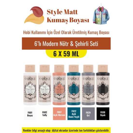 6X59ML Style Mat Kumaş Boyası - Modern Nötr & Şehirli Seti