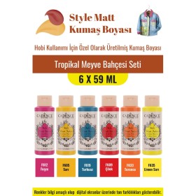 6X59ML Style Mat Kumaş Boyası - Tropikal Meyve Bahçesi Seti