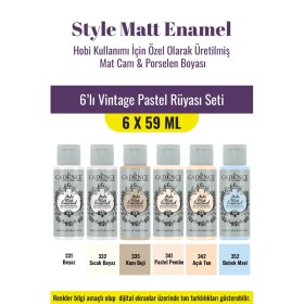 6X59ML Enamel Mat Cam Porselen Boyası - Vintage Pastel Rüyası Seti
