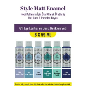 6X59ML Enamel Mat Cam Porselen Boyası - Ege Esintisi ve Deniz Renkleri Seti