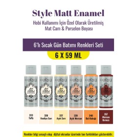6X59ML Enamel Mat Cam Porselen Boyası - Sıcak Gün Batımı Renkleri Seti