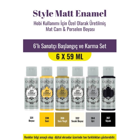 6X59ML Enamel Mat Cam Porselen Boyası - Sanatçı Başlangıç ve Karma Set
