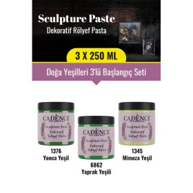 3x250ML Sculpture Dekoratif Rölyef Pasta - Doğa Yeşilleri 3'lü Başlangıç Seti