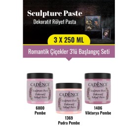 3x250ML Sculpture Dekoratif Rölyef Pasta - Romantik Çiçekler 3'lü Başlangıç Seti